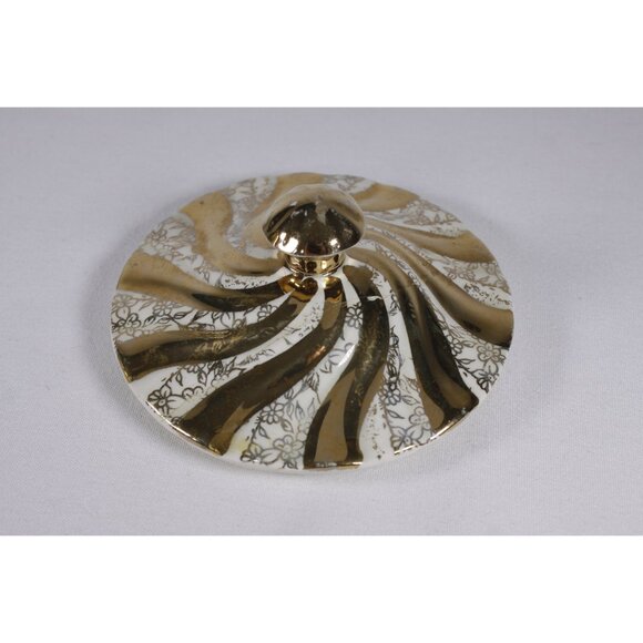 Vintage Sadler transferware gold and cream cookie jar AS-IS, English biscuit - Picture 6 of 10